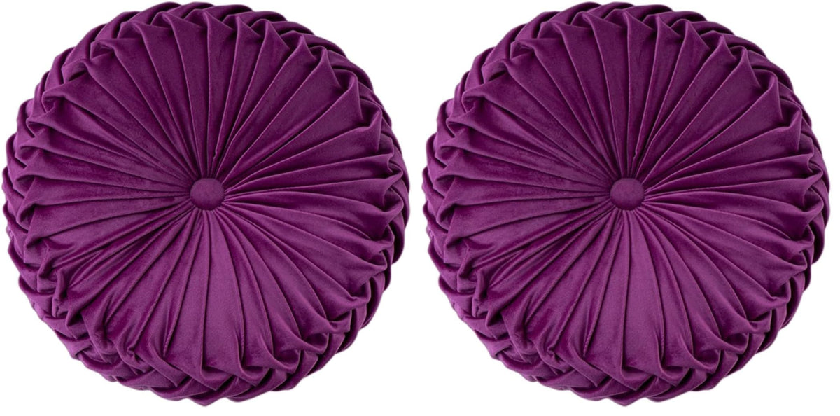 Baiyuruodie Round Velvet Pillow, Sofa Bed Bedroom Decorative Throw Pillow (38cm, Dark Purple)