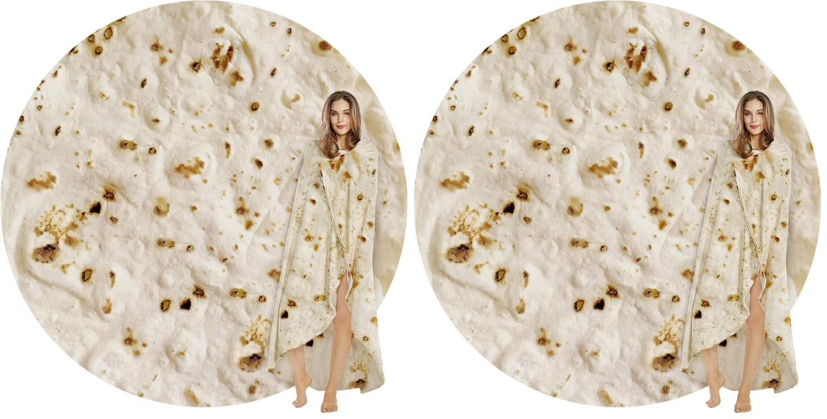 SeaRoomy Burrito Tortilla Blanket, Funny Food Throw Blanket, Round 47inches