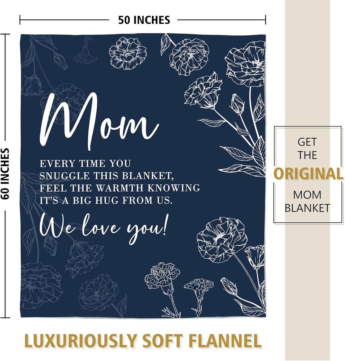 GiltGlimmer Mom Birthday Gifts, Mom Floral Blanket Blue, 60" x 50"
