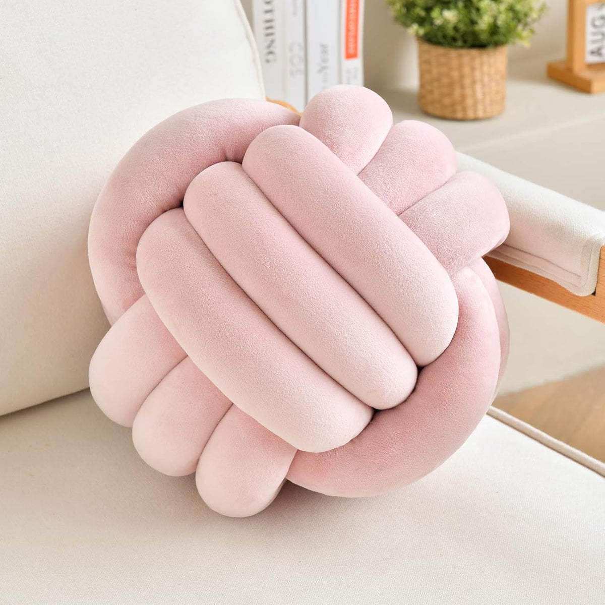 LUSJNGE Knot Pillow Ball Pink Throw Pillow 8 Inch Small Decorative Pillows