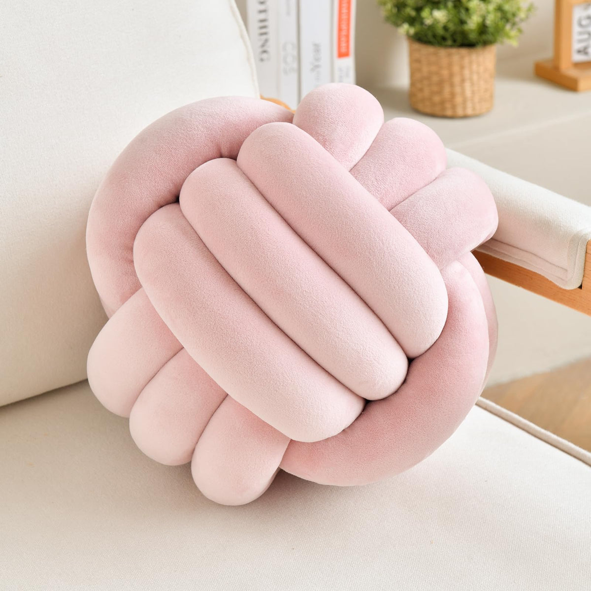 LUSJNGE Knot Pillow Ball Pink Throw Pillow 8 Inch Small Decorative Pillows