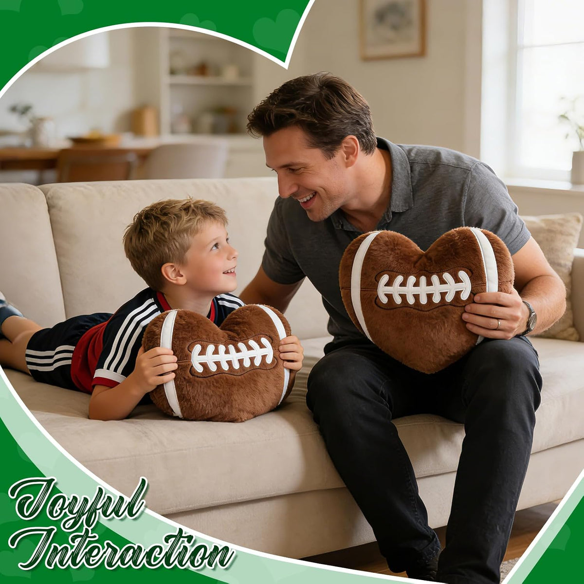 2Pcs 11" Fluffy Football Throw Pillow for Game Day Sofa Car Decor