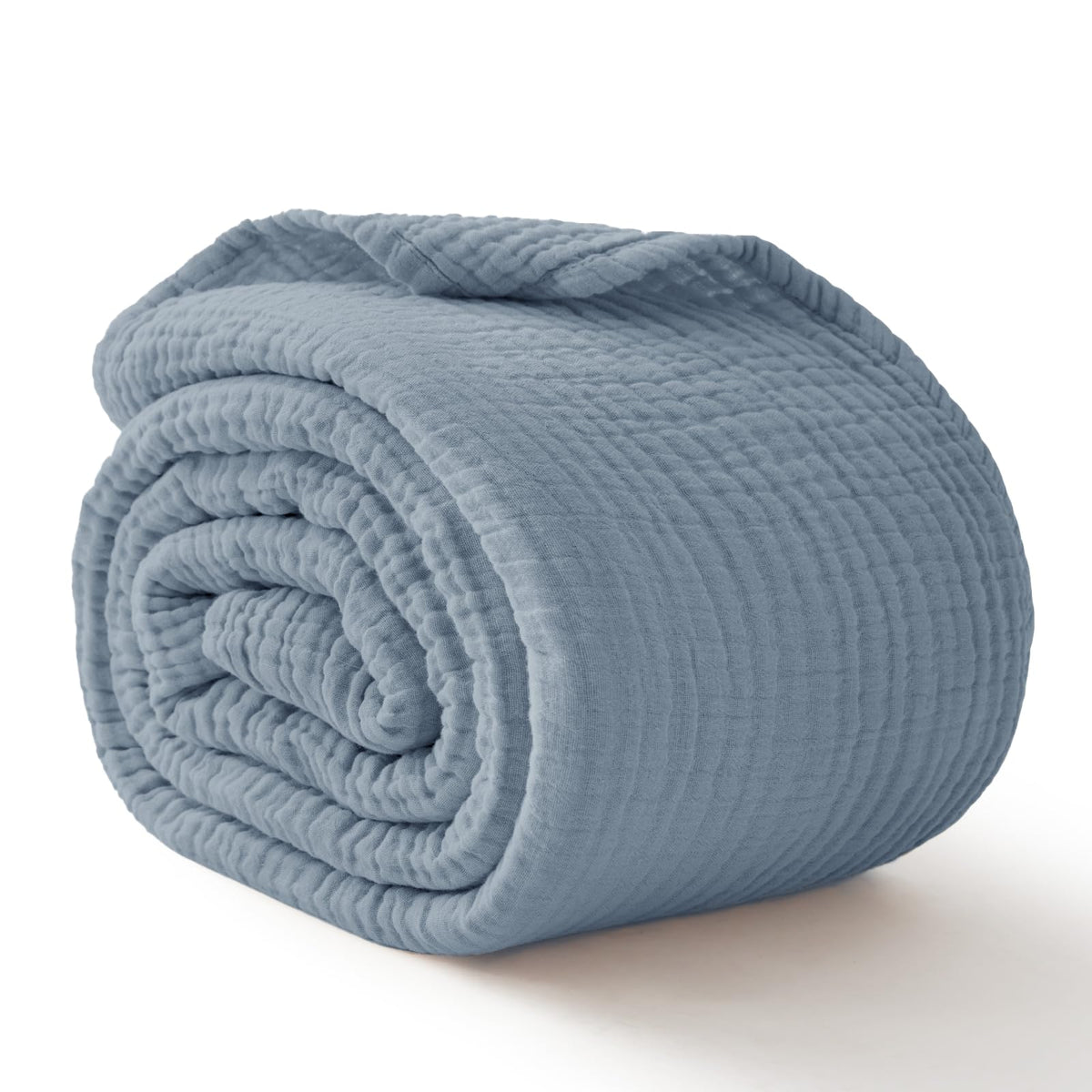 100% Cotton Muslin Blanket for Adults, 6-Layer Large Throw, Beige Linen