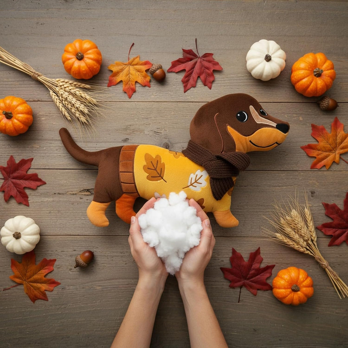 Tian Zhun Fall Pillow Dachshund Pillow 13.8 x 12.21 Inch Dachshund Fall Decor Weiner Dog Gifts Autumn Thanksgiving Holiday Decoration for Sofa
