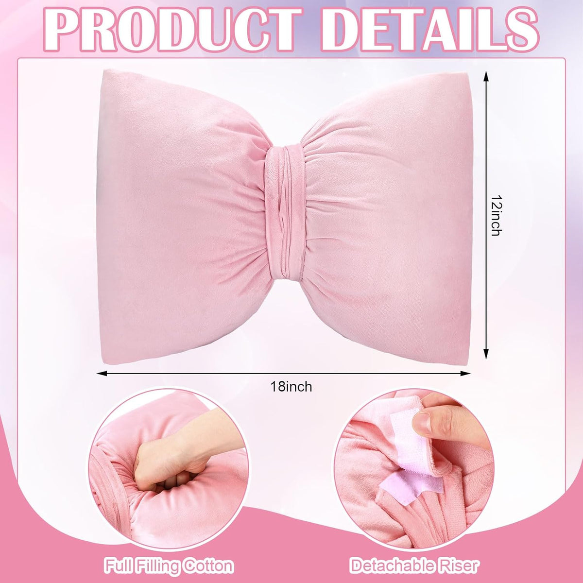 Beeveer Pink 2 Pcs Coquette Bow Pillow Velvet Bow Decor