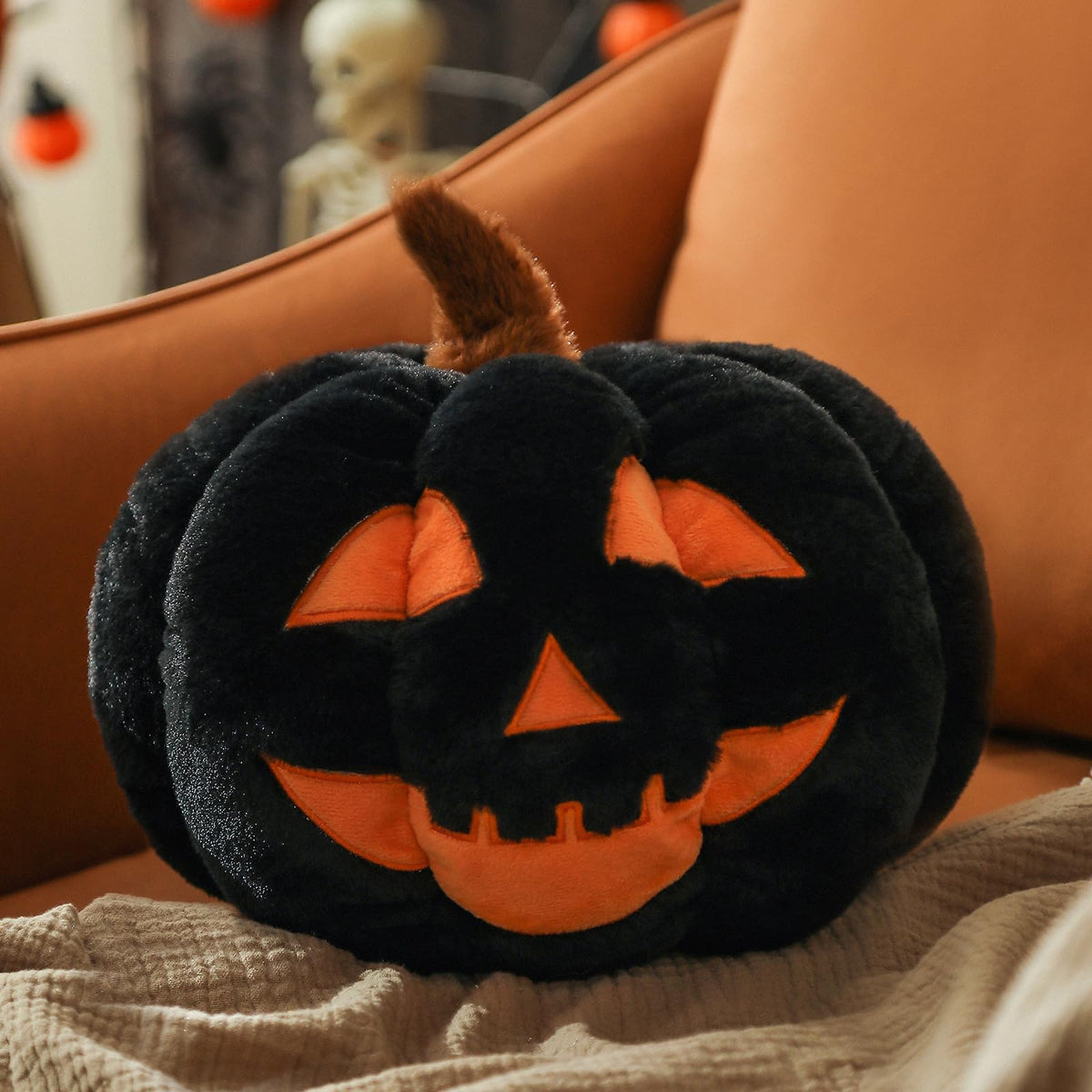 YRXRUS Ghost Pillows, Halloween Ghost Shaped Throw Pillows, Boo Purple Witch Hat Pillow Halloween Decor Gifts, 13x17 Inches Soft Faux Rabbit Fur Cushion