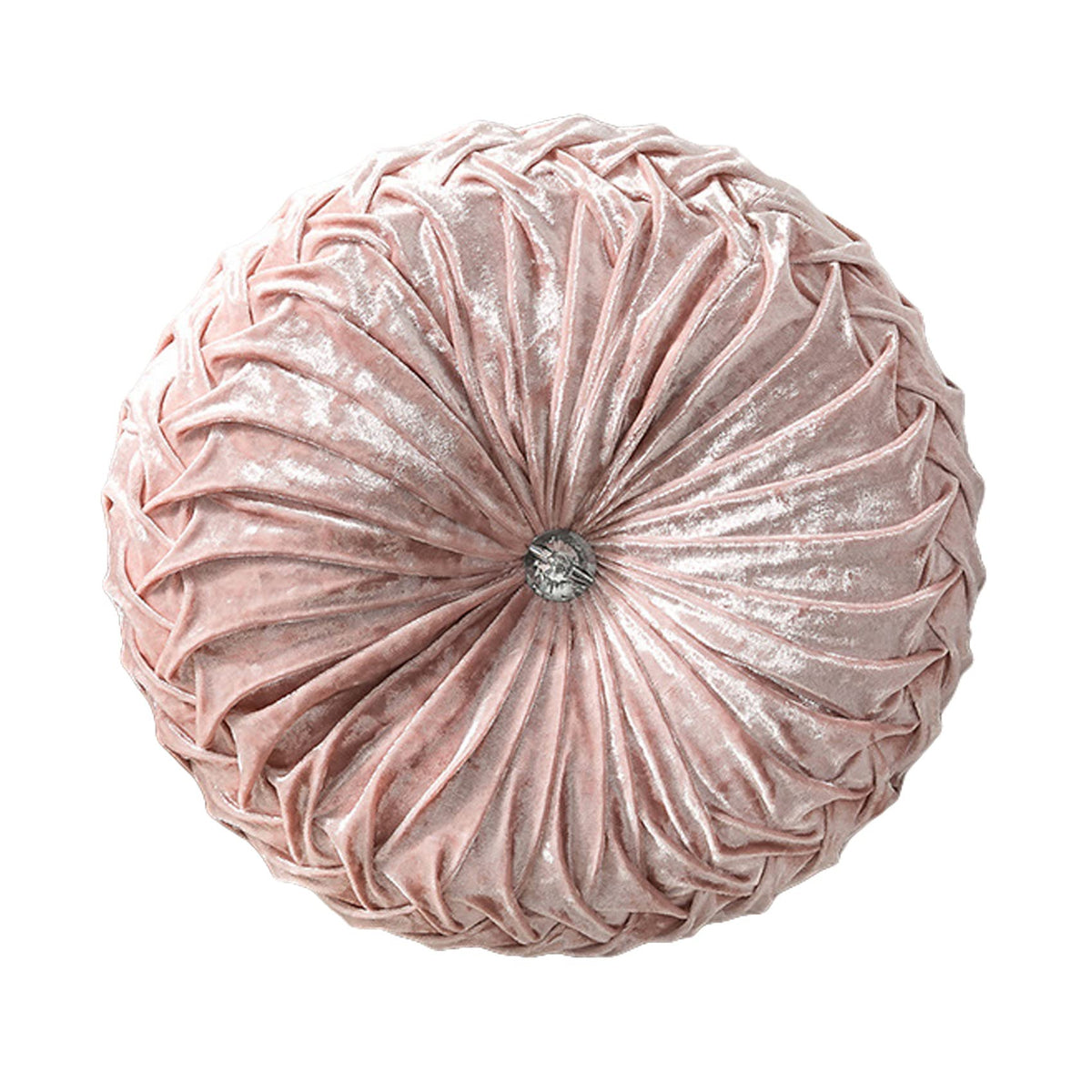 HLOVME Round Velvet Pillow for Couch Small Handmade Decorative Throw Pillow for Bed Bedroom 13.7” Wine Red