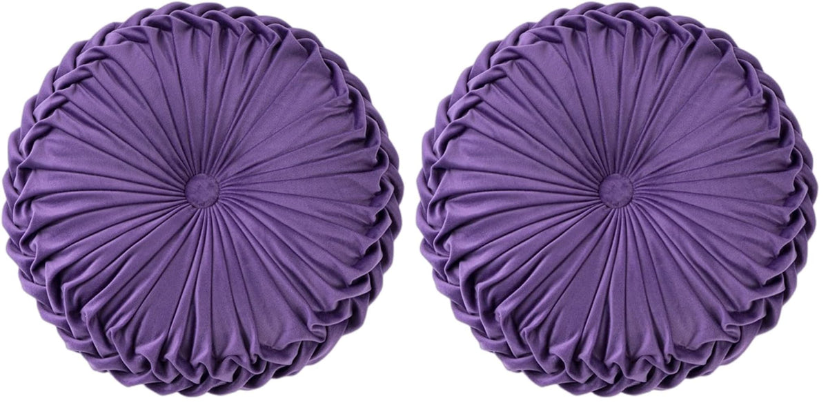 Baiyuruodie Round Velvet Pillow, Sofa Bed Bedroom Decorative Throw Pillow (38cm, Dark Purple)