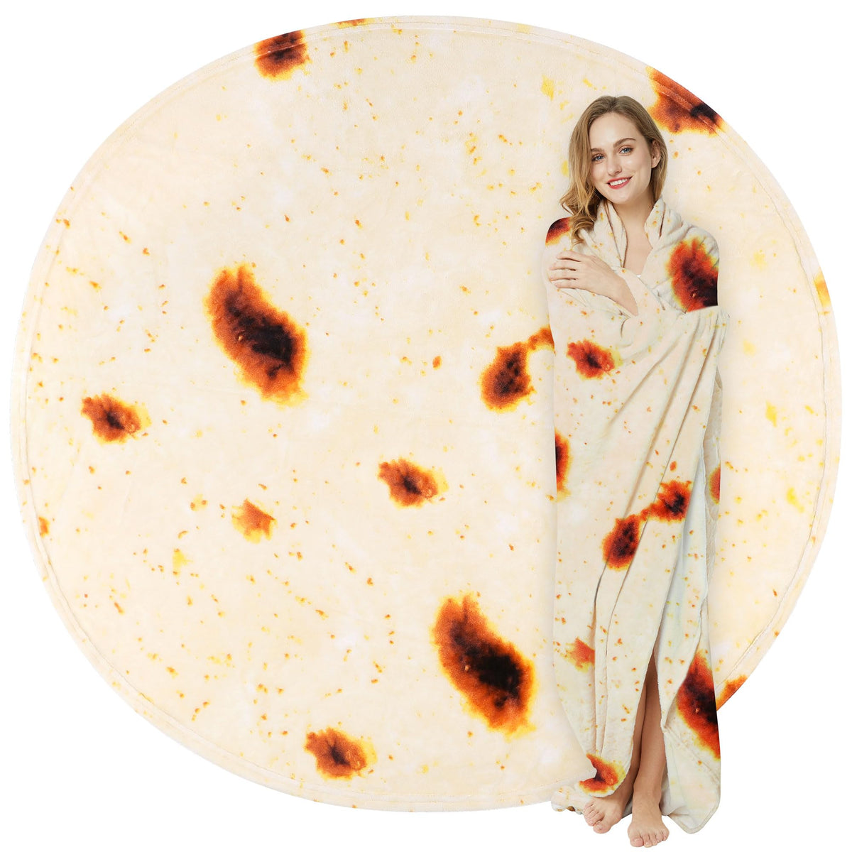 LetsFunny Burrito Tortilla Throw Blanket, Funny Realistic Food Blanket,47in