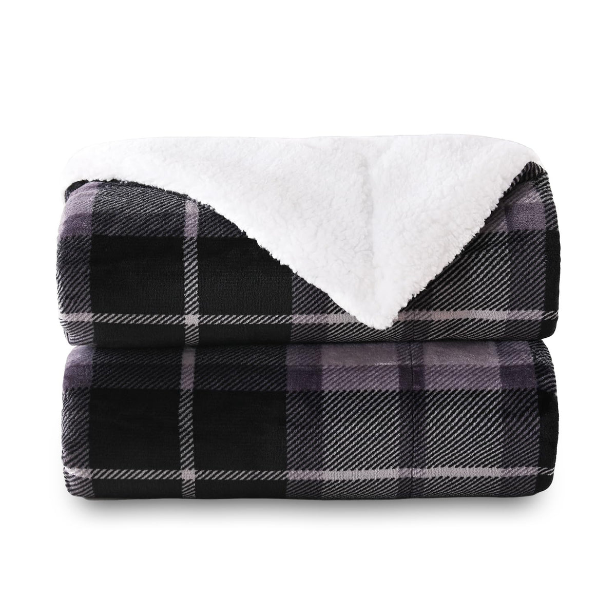 SOCHOW Buffalo Plaid Sherpa Fleece Throw Blanket, 50 x 60 inches, Orange
