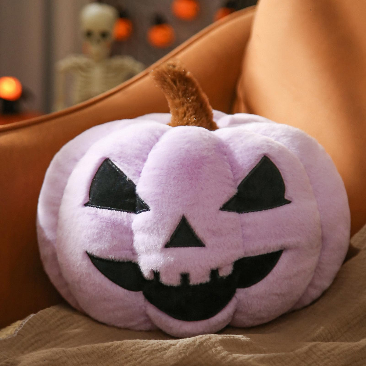 YRXRUS Ghost Pillows, Halloween Ghost Shaped Throw Pillows, Boo Purple Witch Hat Pillow Halloween Decor Gifts, 13x17 Inches Soft Faux Rabbit Fur Cushion