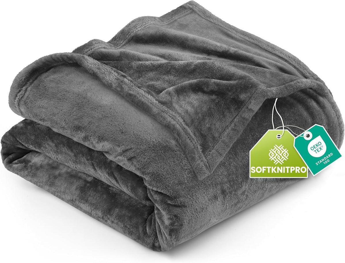 Utopia Bedding Ultra Soft Fleece Bed Blanket Full Size Grey (90x84 Inches)