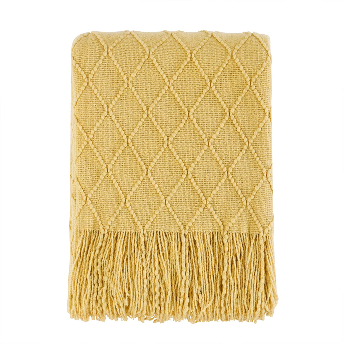 BOURINA Beige Throw Blanket 50x60 Inch Boho Knitted Soft Throw Sofa Blanket