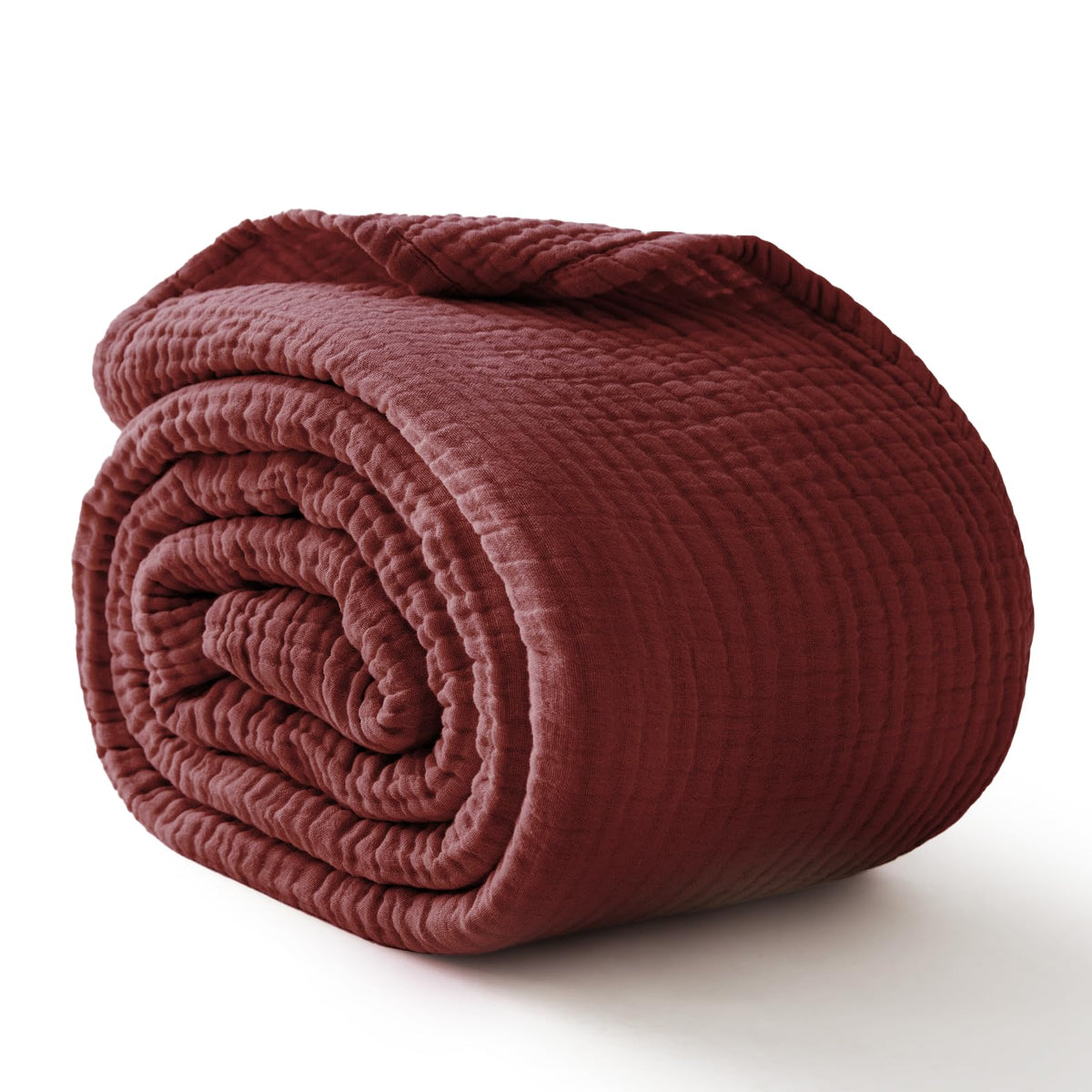 100% Cotton Muslin Blanket for Adults, 6-Layer Large Throw, Beige Linen