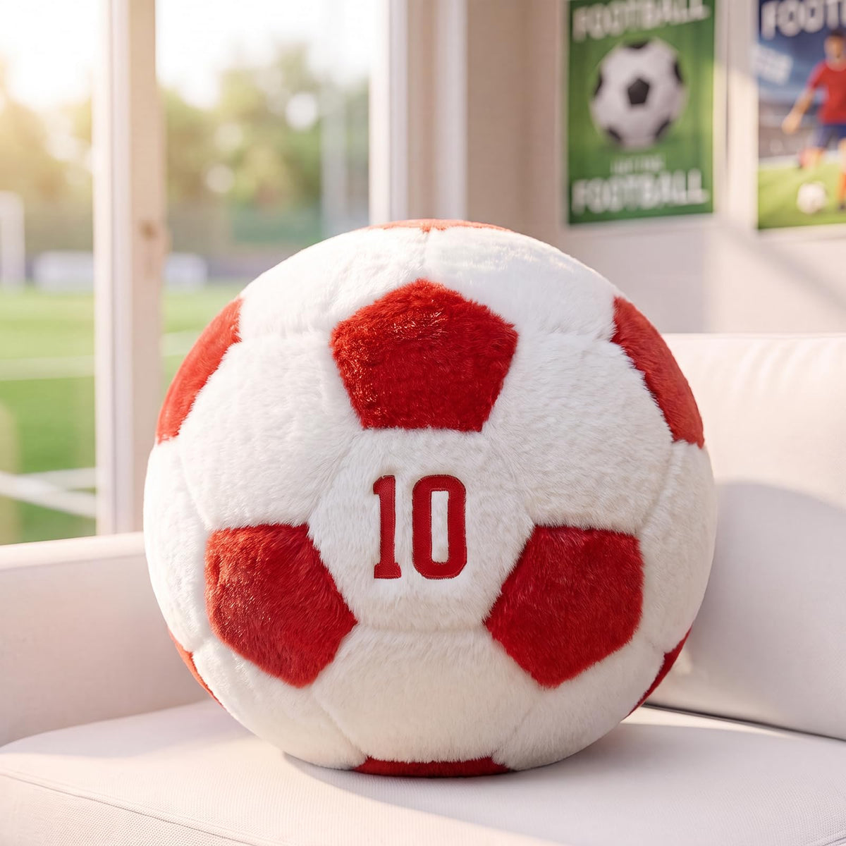 PEACH CAT Soccer Ball Plush 9.8" Cute Soccer Pillow Decorative Football Shaped Round Throw Pillows Gifts Decor for Room Bed Sofa Couch Pink