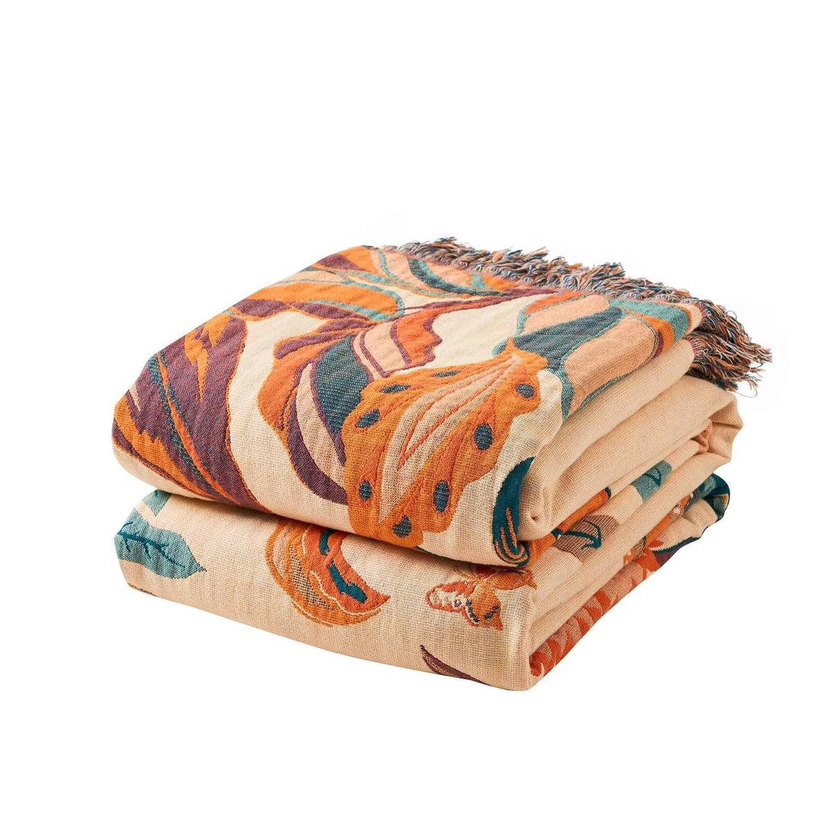 XIBLC Boho Throw Blanket, 100% Cotton Ultra Soft Luxury Throw Rustic Quilt, 50"x60" Floral Bird Butterfly Farmhouse Decor Bed Blankets, All Season Rustic Reversible Bohemian Throw for Bed - Yellow