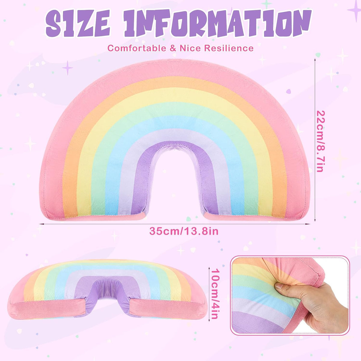 Chunful Rainbow Pillow Plush Arch Cushion,Macaron Colors,2 Pcs