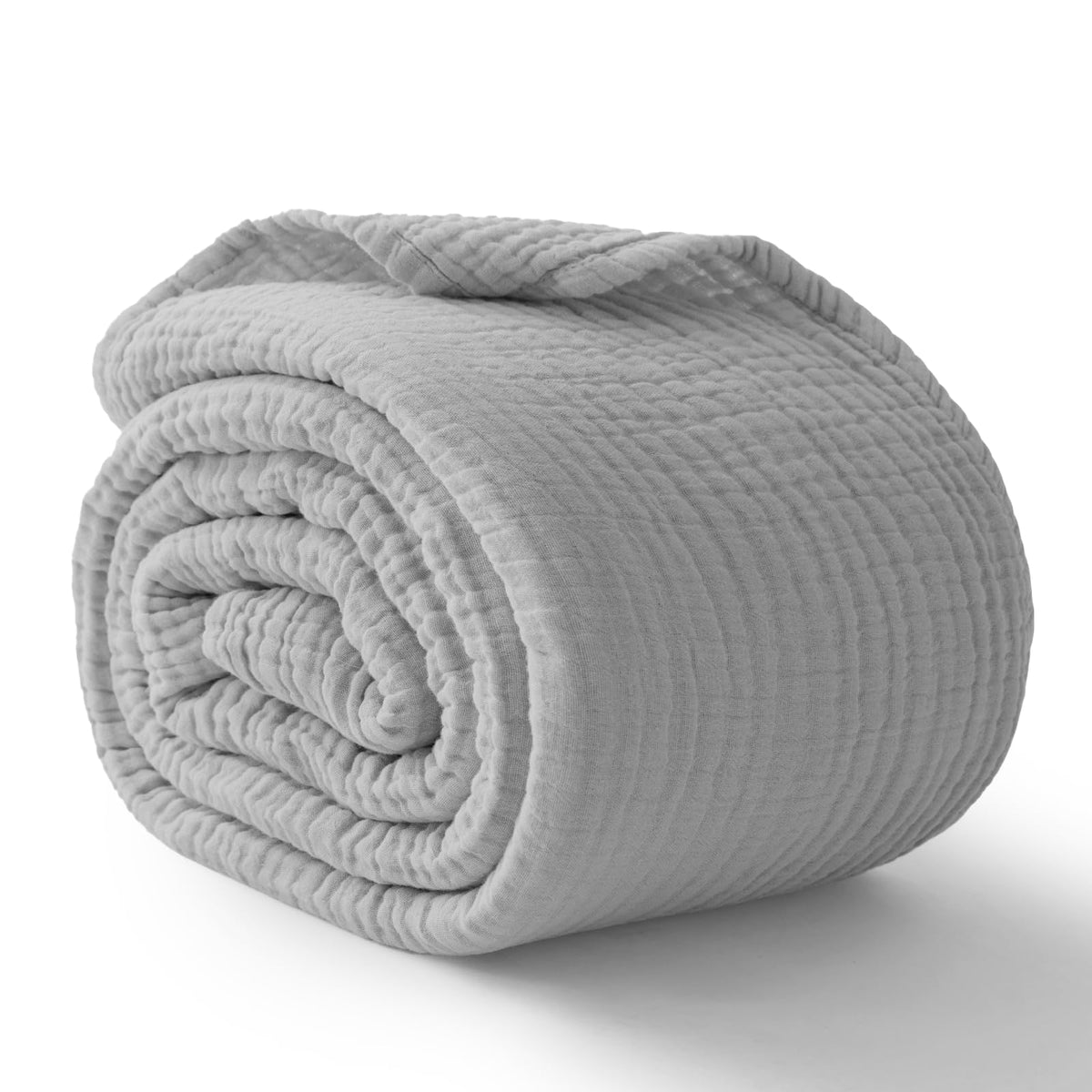 100% Cotton Muslin Blanket for Adults, 6-Layer Large Throw, Beige Linen
