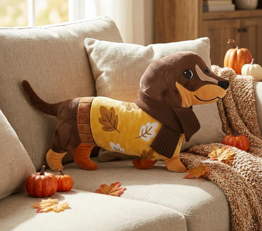 Tian Zhun Fall Pillow Dachshund Pillow 13.8 x 12.21 Inch Dachshund Fall Decor Weiner Dog Gifts Autumn Thanksgiving Holiday Decoration for Sofa