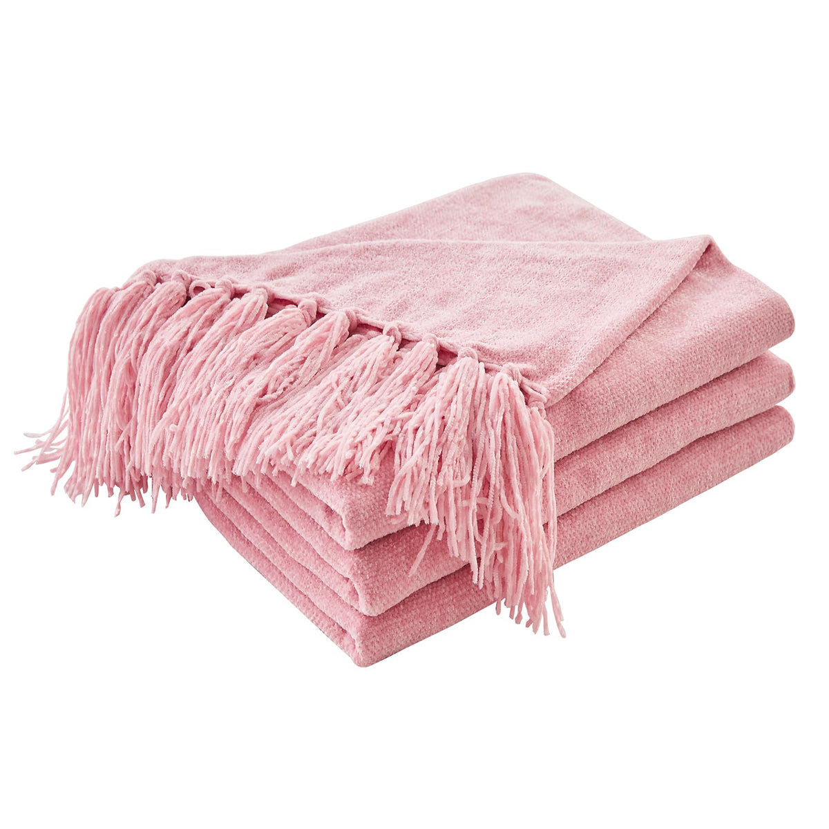 CozeCube Chenille Throw Blanket, Rust Orange Fringe Blanket, 50"X60"