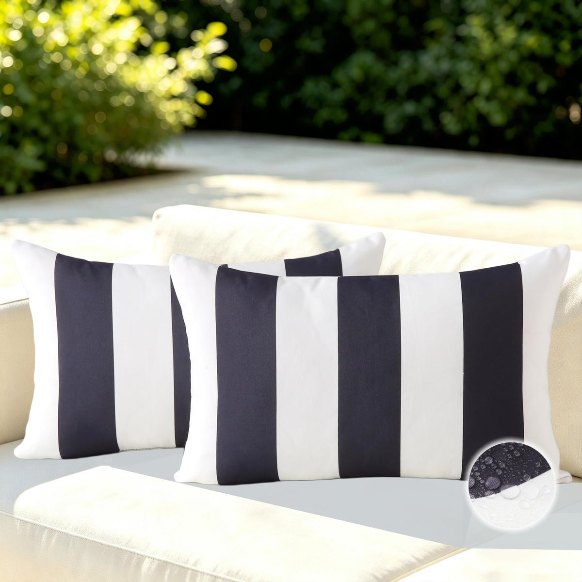 Outdoor Throw Pillows with Inserts, Pack of 2 Waterproof Decorative Garden Cushion for Patio Furniture Garden Couch Sofa Home