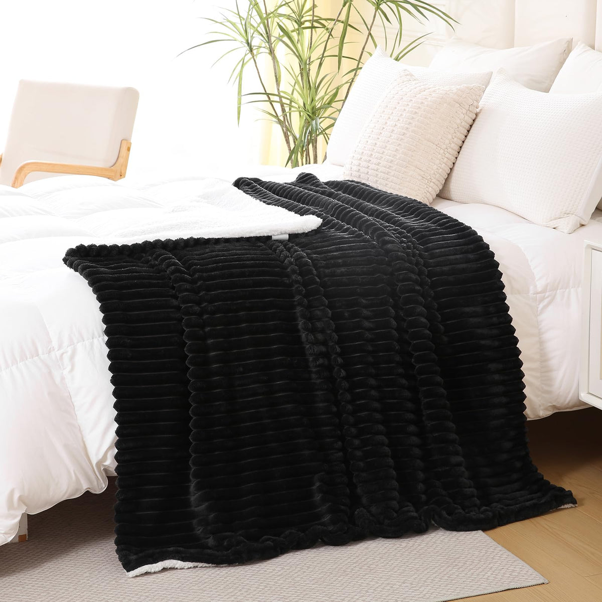 Burnt Orange Sherpa Fleece Throw Blanket 50”×60”Double-sided for Couch