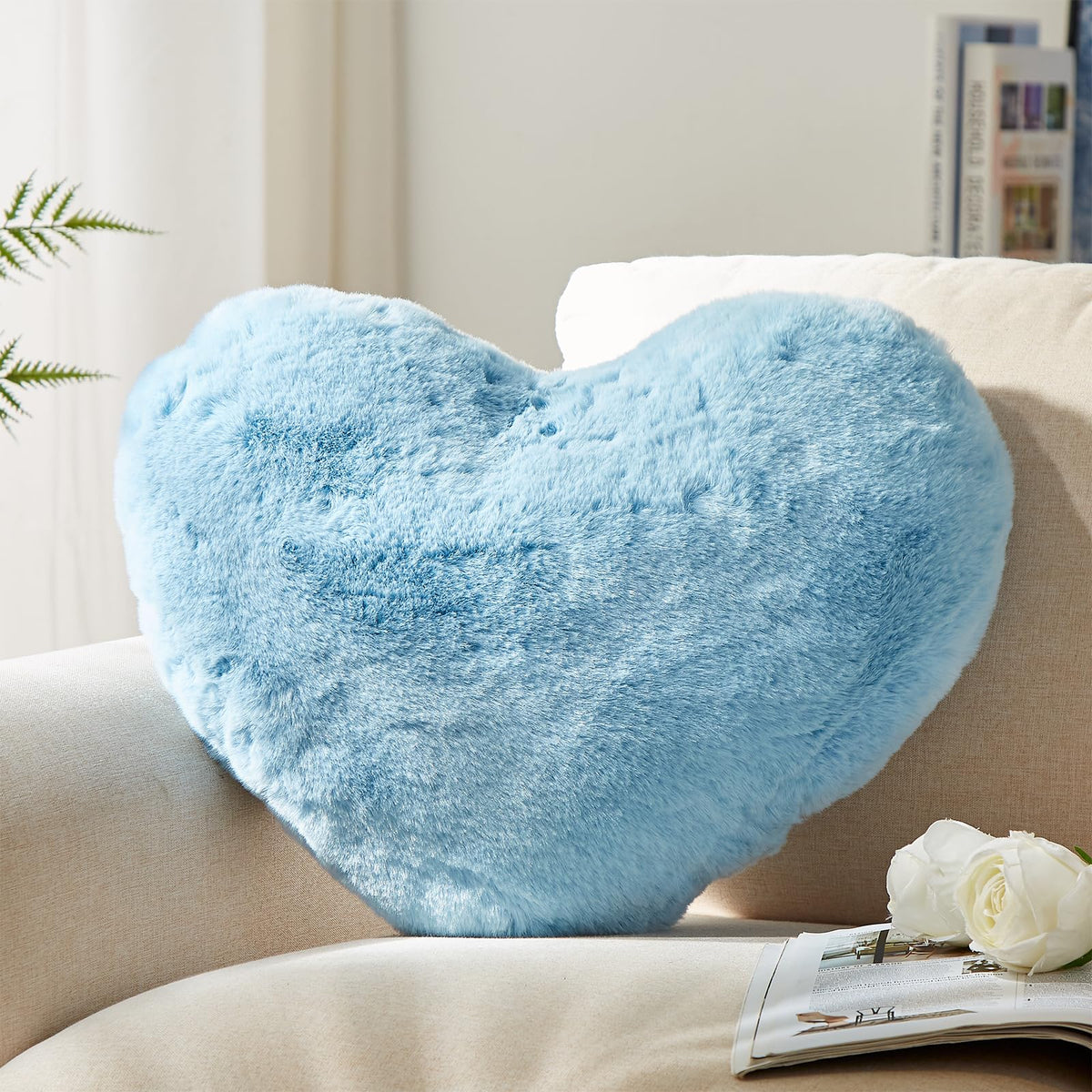 YRXRUS Heart Pillows, Love Heart Shaped Pillow, Small Cute Pink Heart Pillows for Gifts, Faux Rabbit Throw Pillows for Her, Kids, Girls Home Decoration, 10X11 Inch