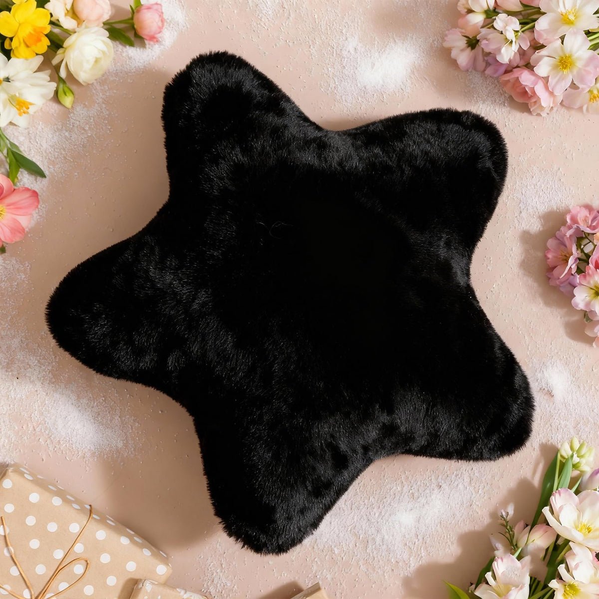 YRXRUS Star Pillows, Light Blue Star Shaped Pillow, Decorative Throw Pillow Gifts, Cute Plush Room Decor, Fluffy Faux Rabbit Fur 14"x14"Pillows for Living Bedroom
