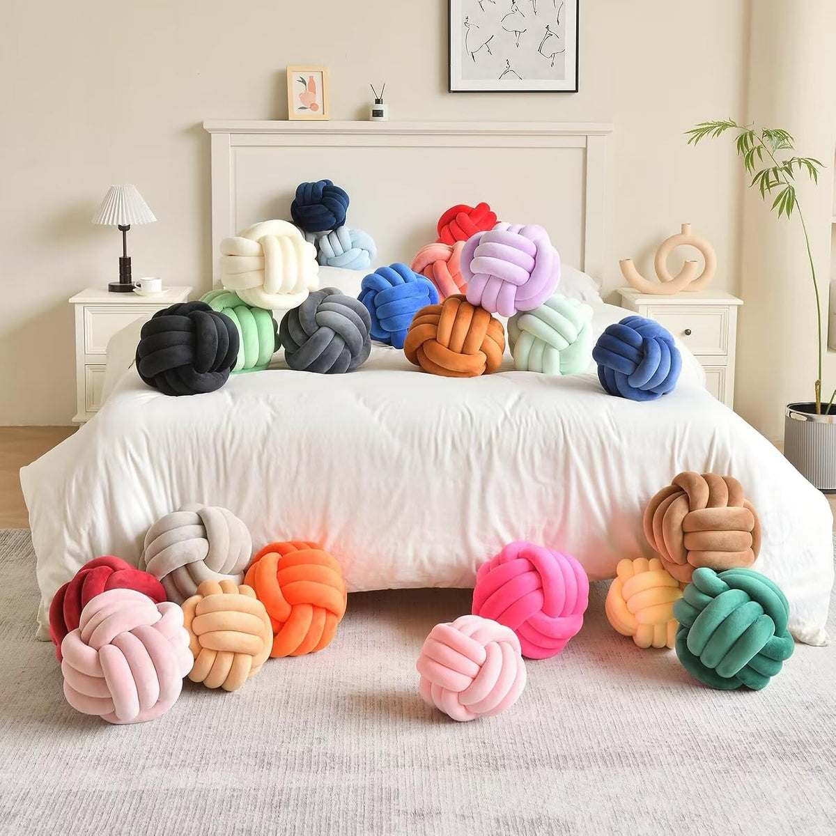 LUSJNGE Knot Pillow Ball Pink Throw Pillow 8 Inch Small Decorative Pillows