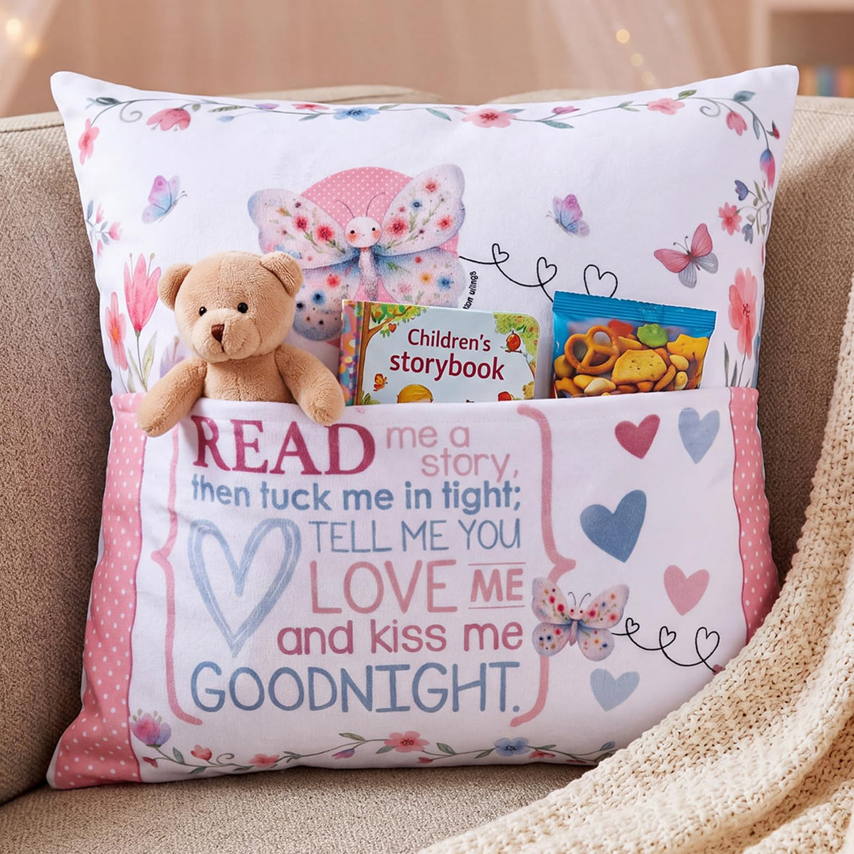 18 x 18 Inch This is My Reading Pillow with Flower