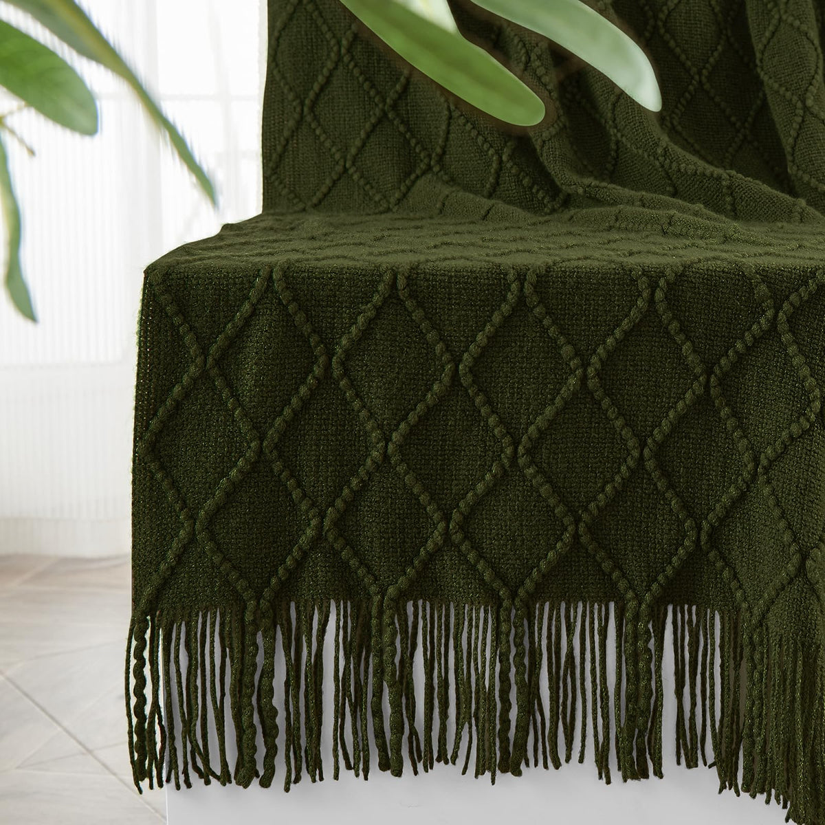 inhand Off White Knitted Throw Blanket for Couch and Bed, 50"x60"
