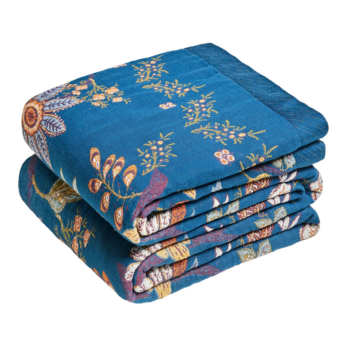 MSGKV Boho Throw Blanket 50"x60" Cotton Throw for Couch Sofa, Floral Quilt