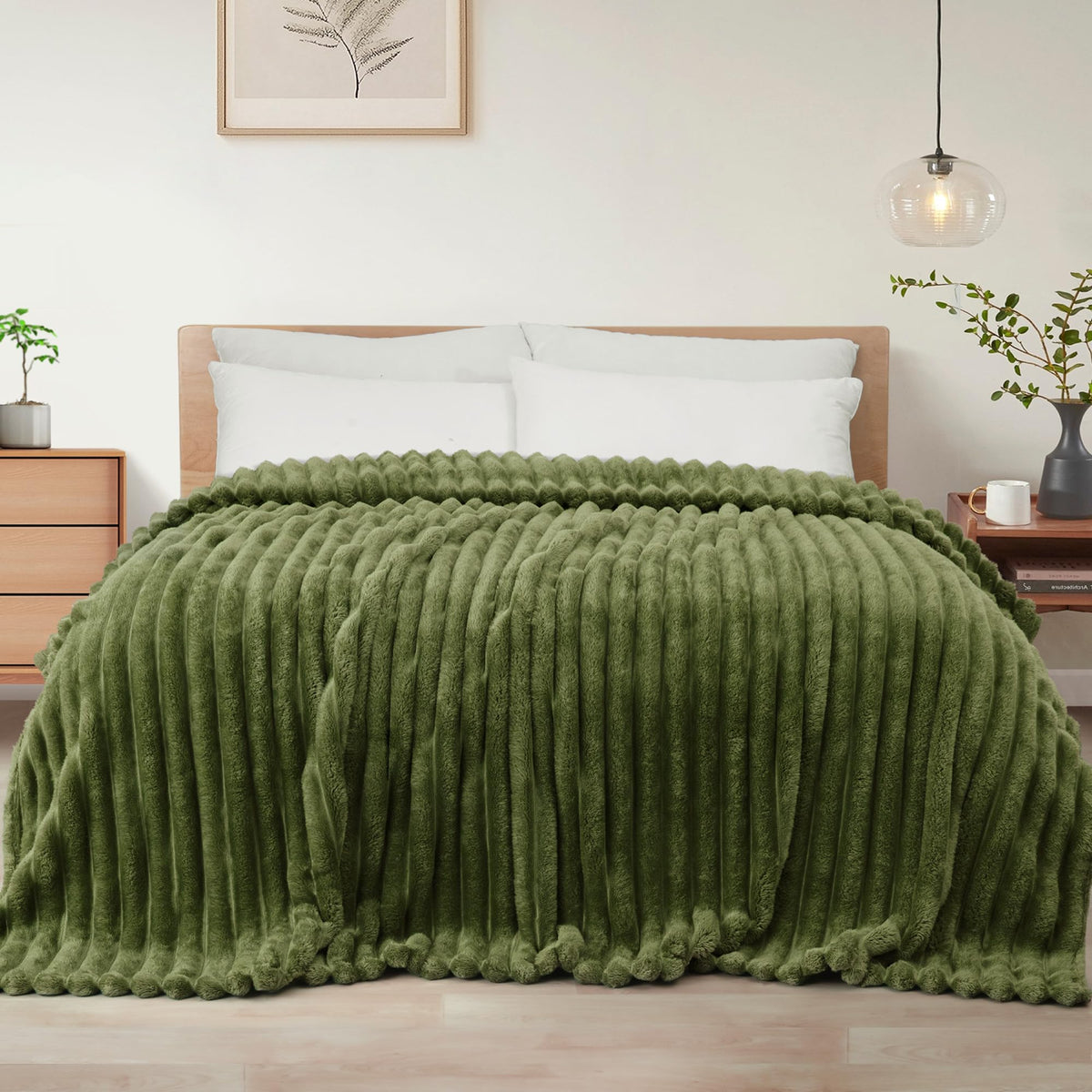 Exclusivo Mezcla Striped Fleece Throw Blanket for Couch, Sofa, Bed, 50"x60"