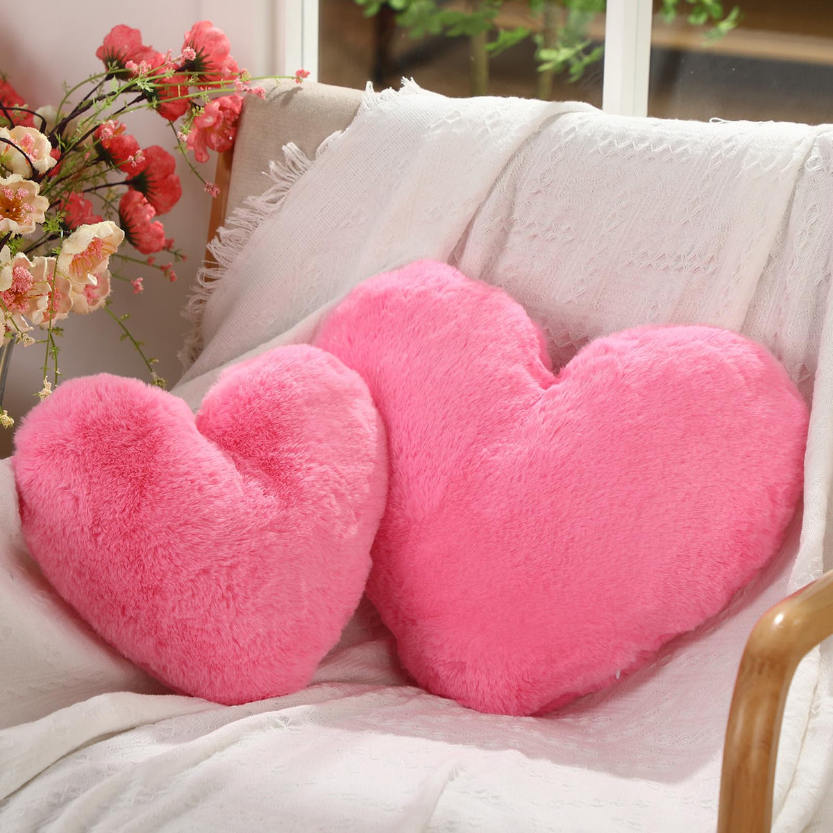 Marsui 2 Pcs Heart Pillows, Royal Purple, 11.81 x 11.02 Inch