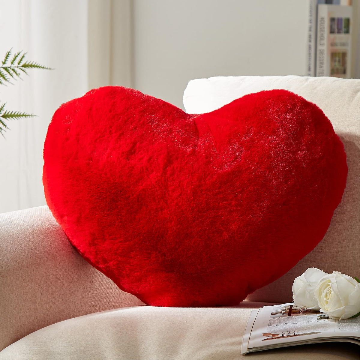 YRXRUS Heart Pillows, Love Heart Shaped Pillow, Small Cute Pink Heart Pillows for Gifts, Faux Rabbit Throw Pillows for Her, Kids, Girls Home Decoration, 10X11 Inch