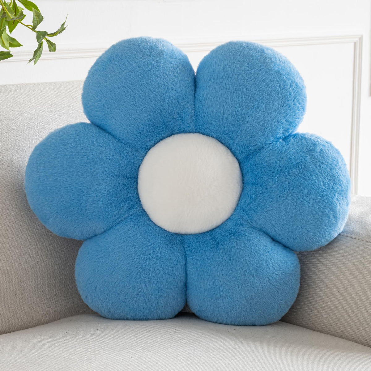 Flower Pillows, Decorative Pillows for Couch, Cute Daisy Pillow for Bed, Flower Shaped Decorative Throw Pillow Room Decor (White, 14.9 Inches)