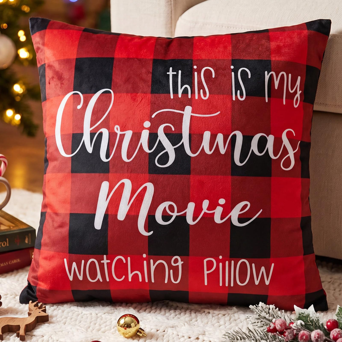 18 x 18 Inch This is My Reading Pillow with Flower