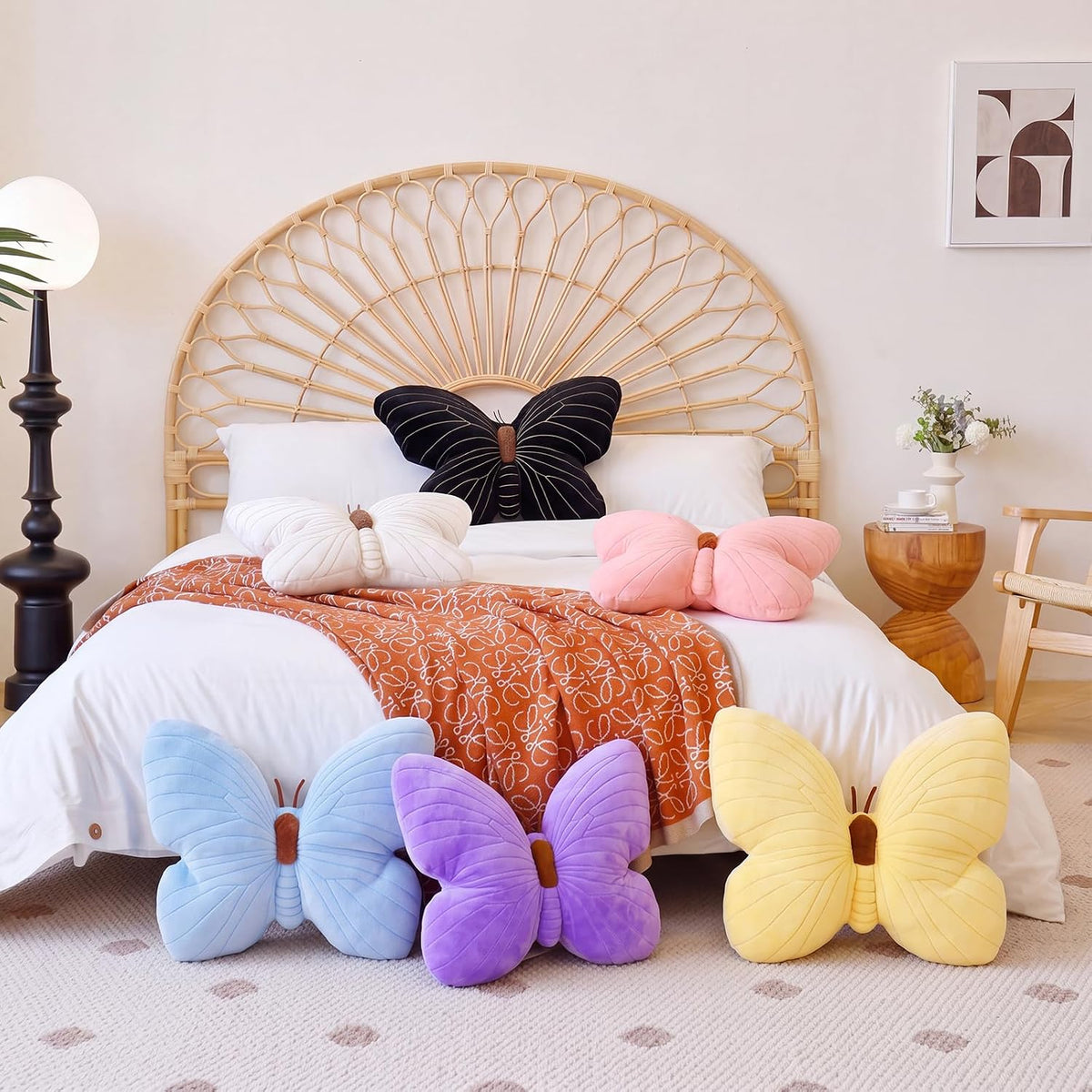 PEACH CAT Butterfly Pillow Decorative Butterfly Shaped Throw Pillows 15.7" x 15.7" Cute Plush Cushion Decor for Bedroom Living Room Sofa Couch Pink