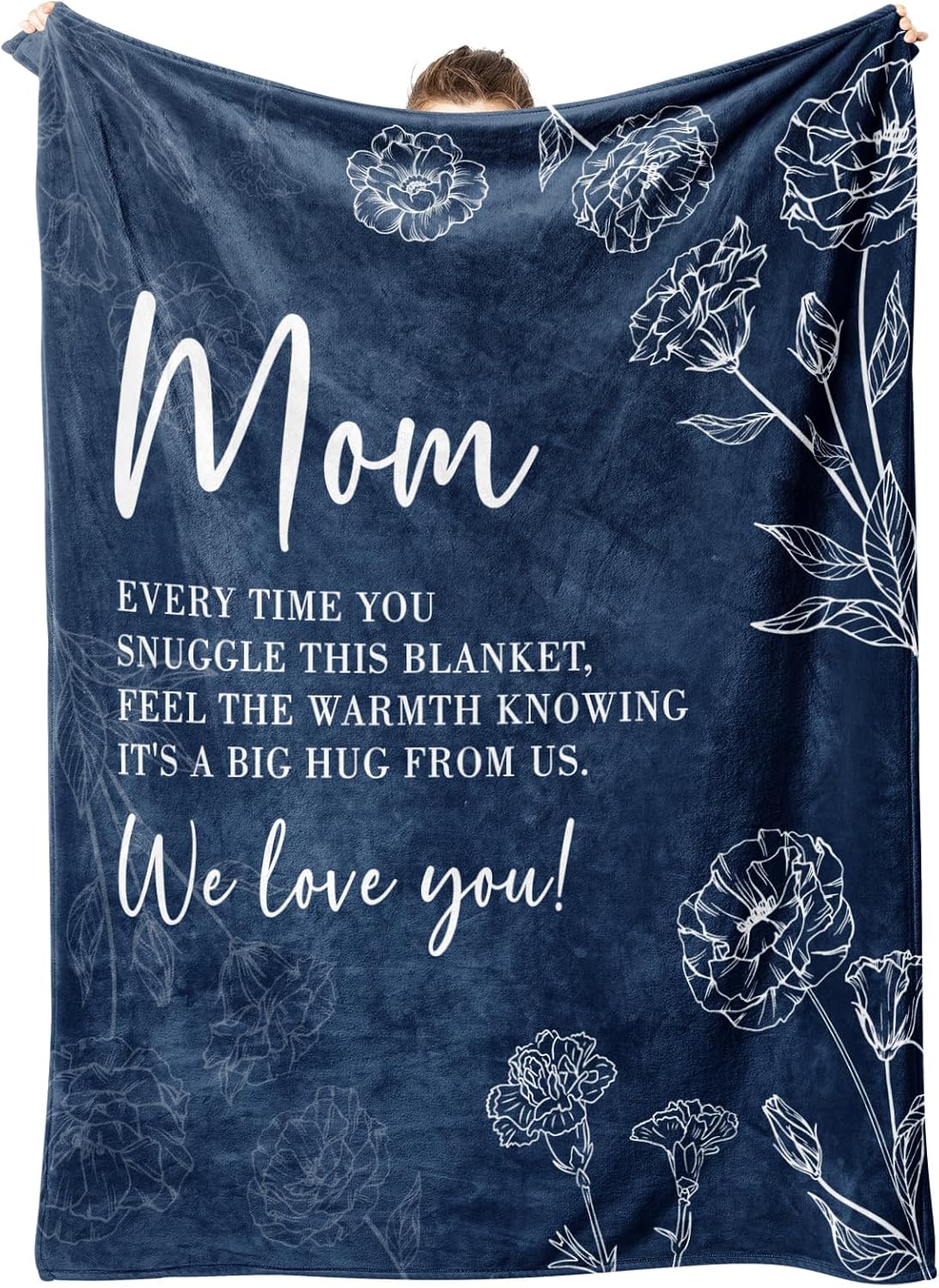 GiltGlimmer Mom Birthday Gifts, Mom Floral Blanket Blue, 60" x 50"