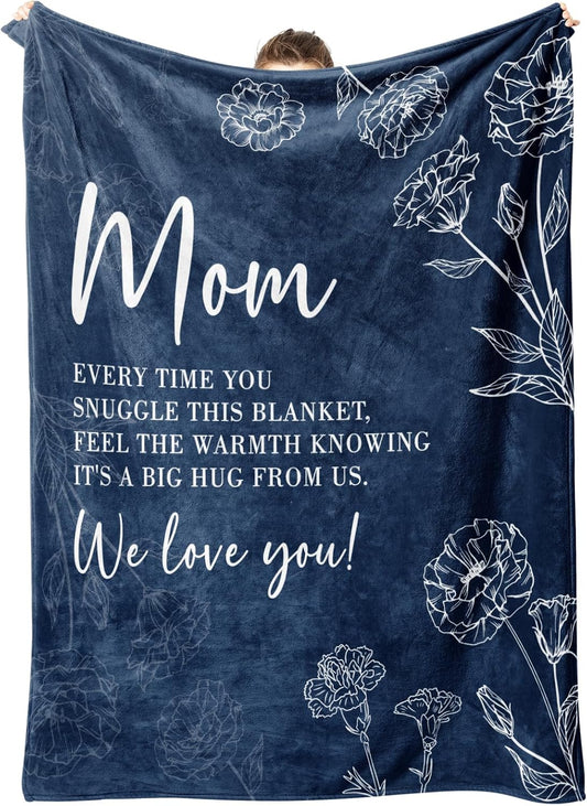 GiltGlimmer Mom Birthday Gifts, Mom Floral Blanket Blue, 60" x 50"