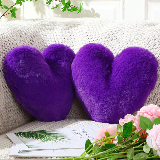 Marsui 2 Pcs Heart Pillows, Royal Purple, 11.81 x 11.02 Inch