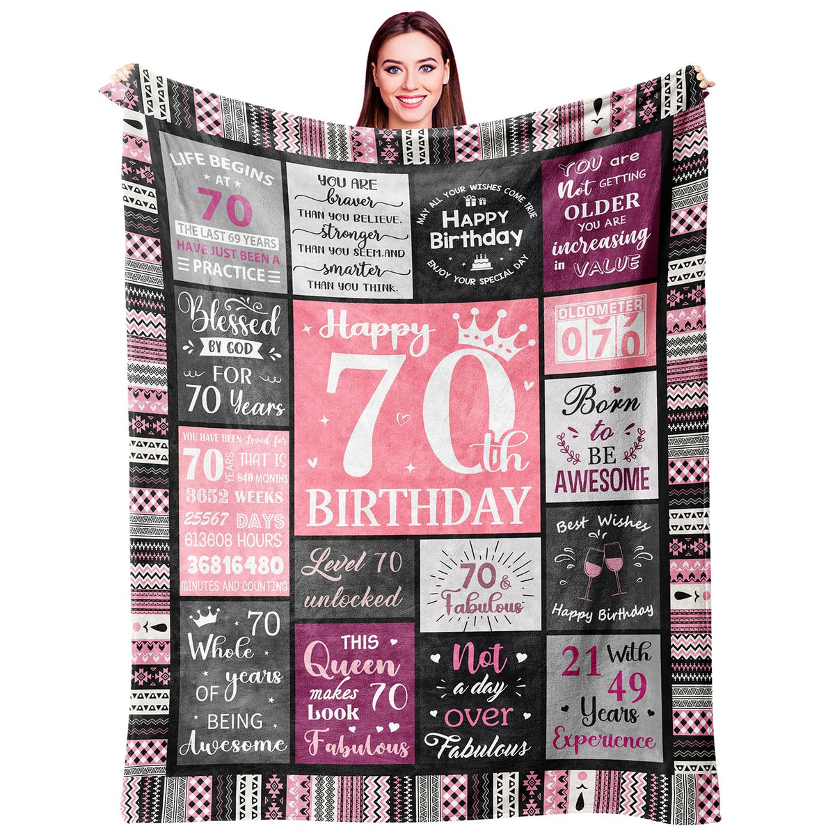 Ivivis Birthday Gifts for Women Girls Throw Blanket 60"X50", Happy Birthday Decorations for Woman, Gifts for Women Birthdays Unique, Womens Bday Gift Ideas for Her Friend Mom Sister Grandma Wife