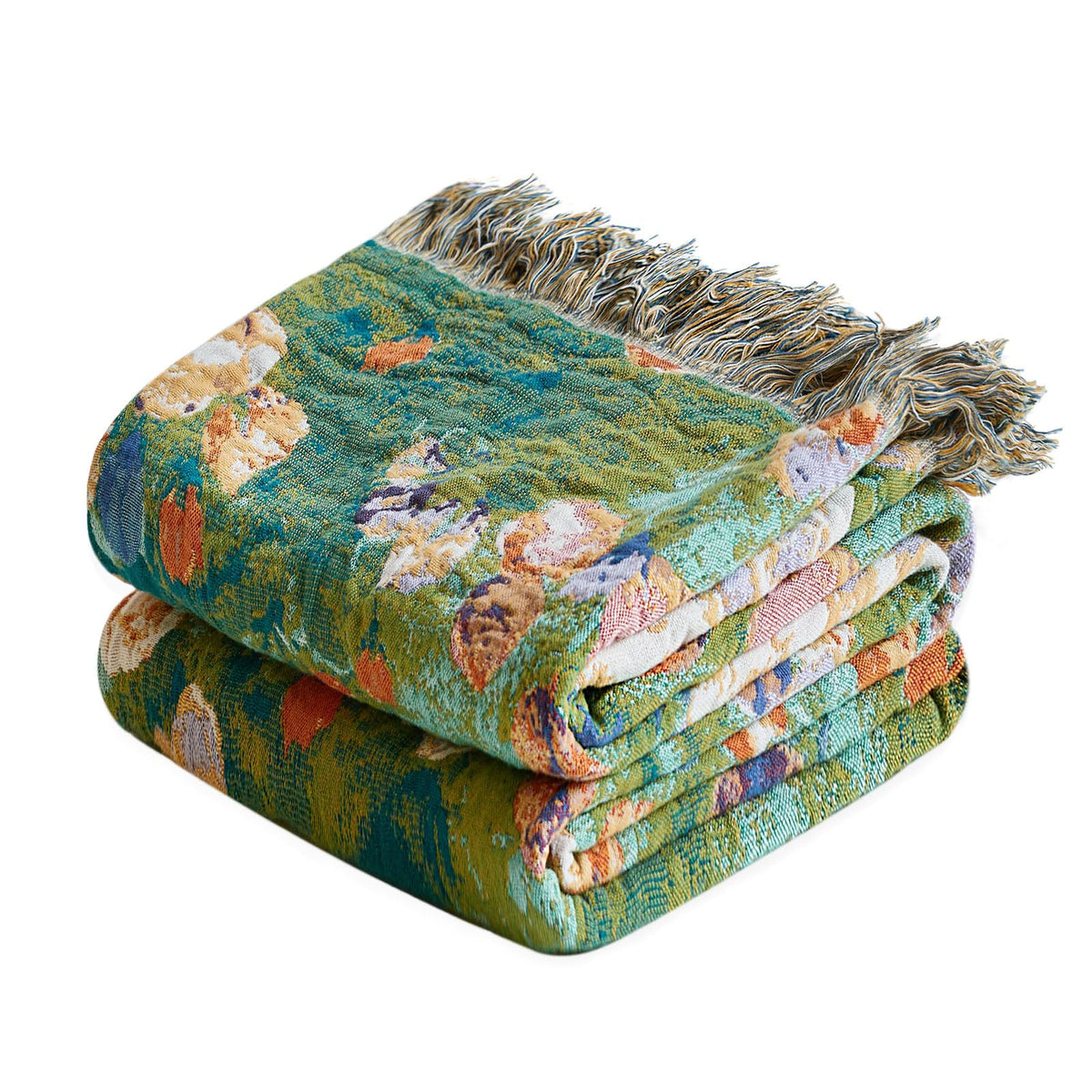 MSGKV Boho Throw Blanket 50"x60" Cotton Throw for Couch Sofa, Floral Quilt