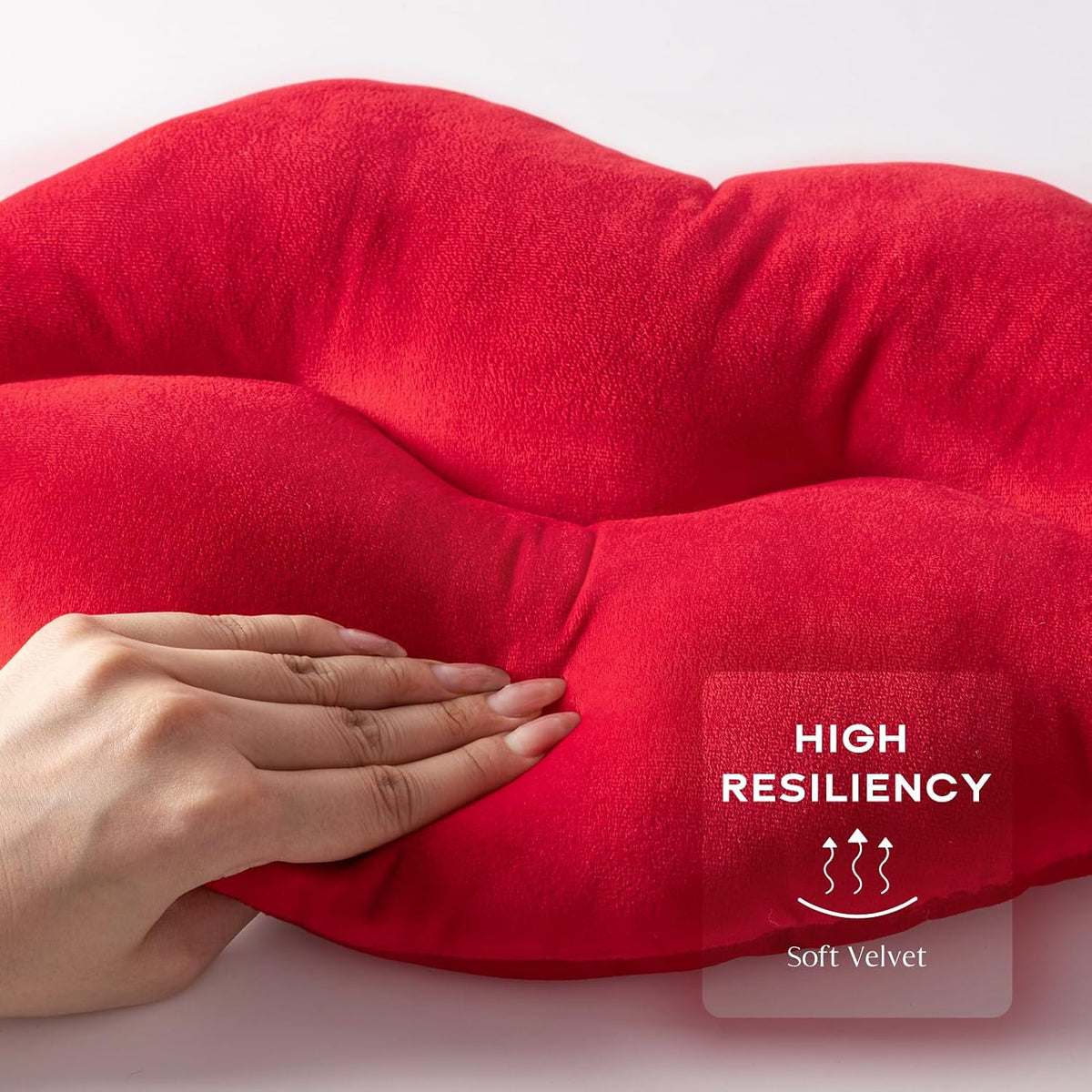 Ashler Lips Throw Pillows Smooth Soft Velvet Insert Included, Lip Shaped Pillow for Bed Living Room, New Red, 24 X 12 inches
