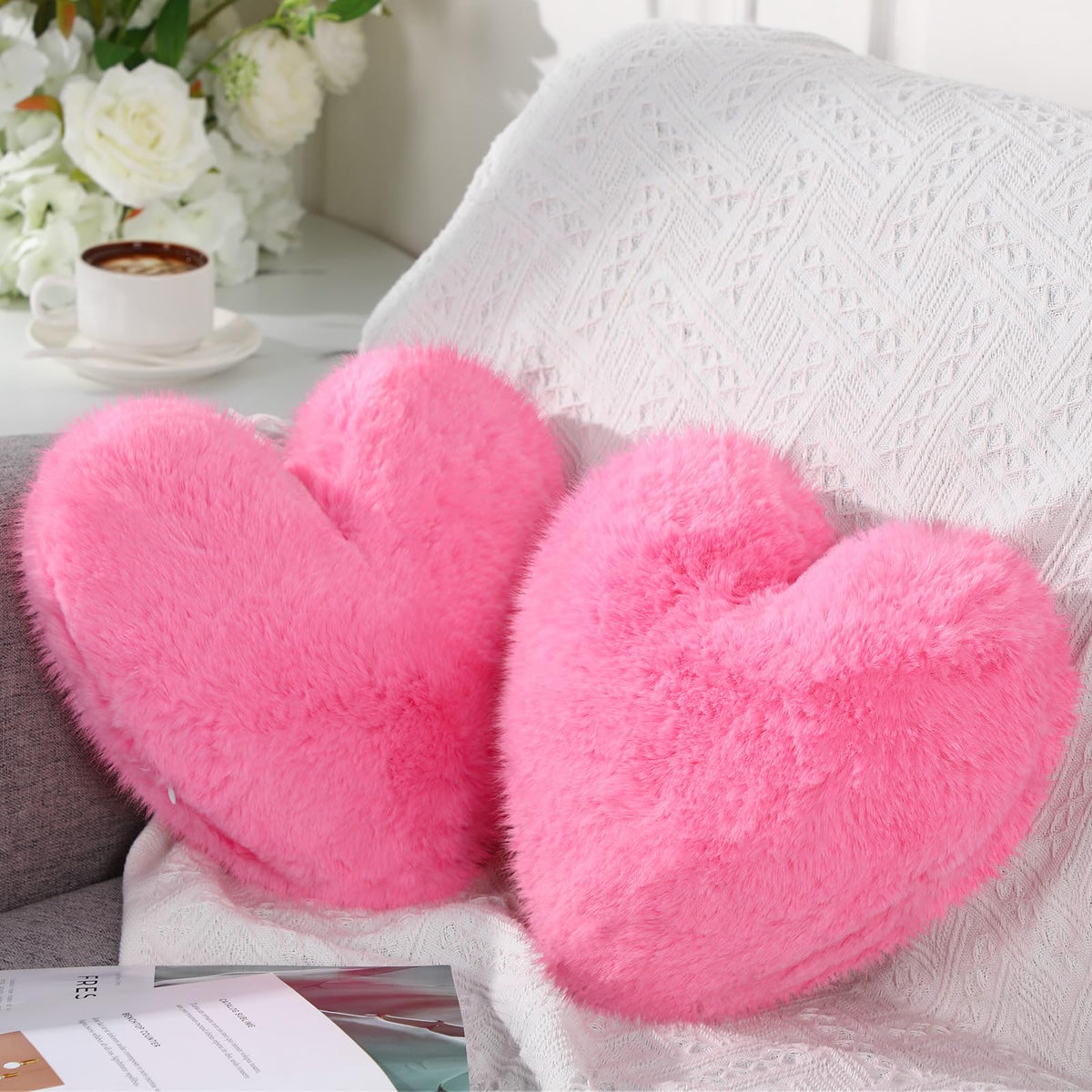Marsui 2 Pcs Heart Pillows, Royal Purple, 11.81 x 11.02 Inch