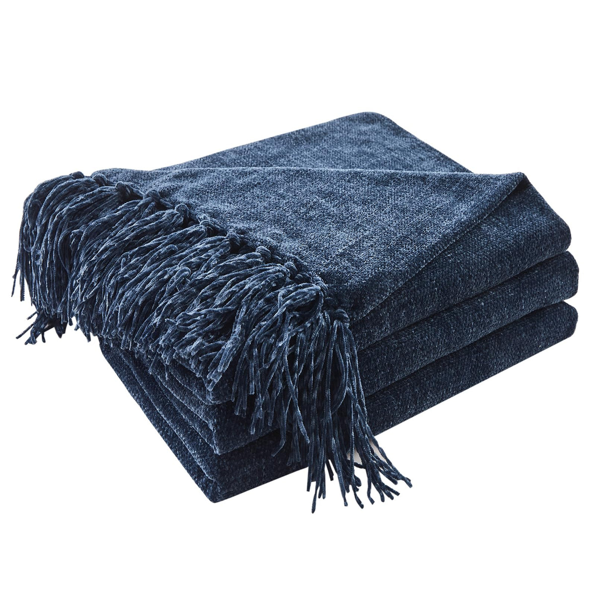 CozeCube Chenille Throw Blanket, Rust Orange Fringe Blanket, 50"X60"