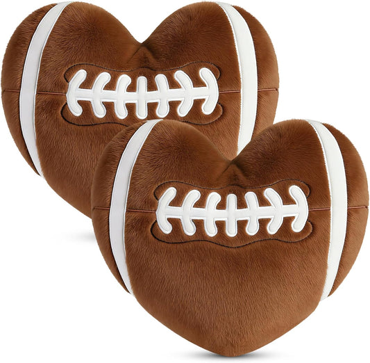 2Pcs 11" Fluffy Football Throw Pillow for Game Day Sofa Car Decor