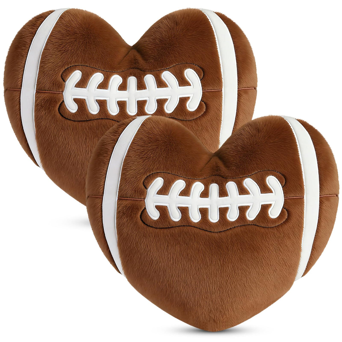 2Pcs 11" Fluffy Football Throw Pillow for Game Day Sofa Car Decor