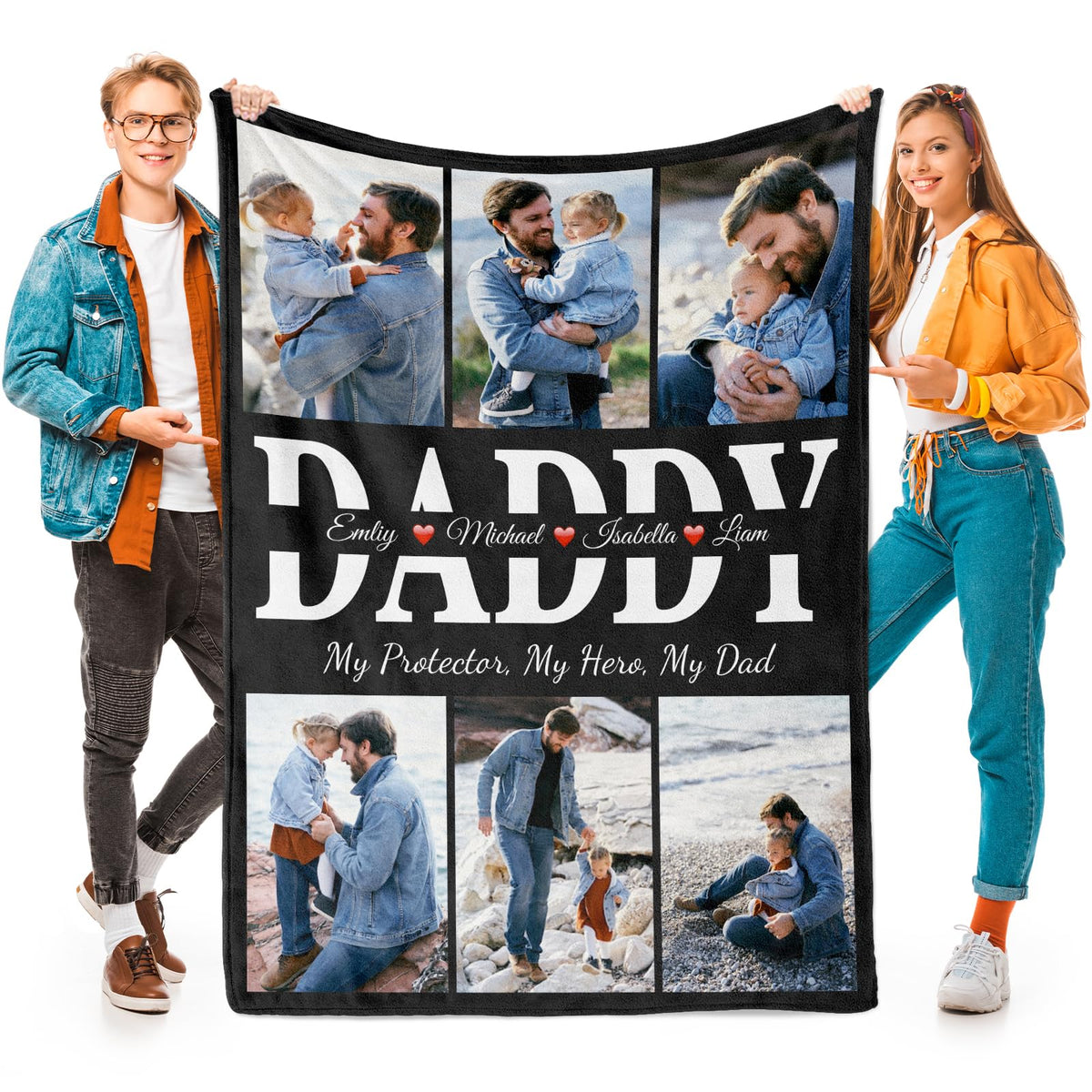 Printwoo Custom Blanket with Picture Customized Thow Blankets Personalized Blanket Customizable Blanket Photo Blankets Customize Gifts for Girlfriend Boyfriend Wife Husband Mom Couple