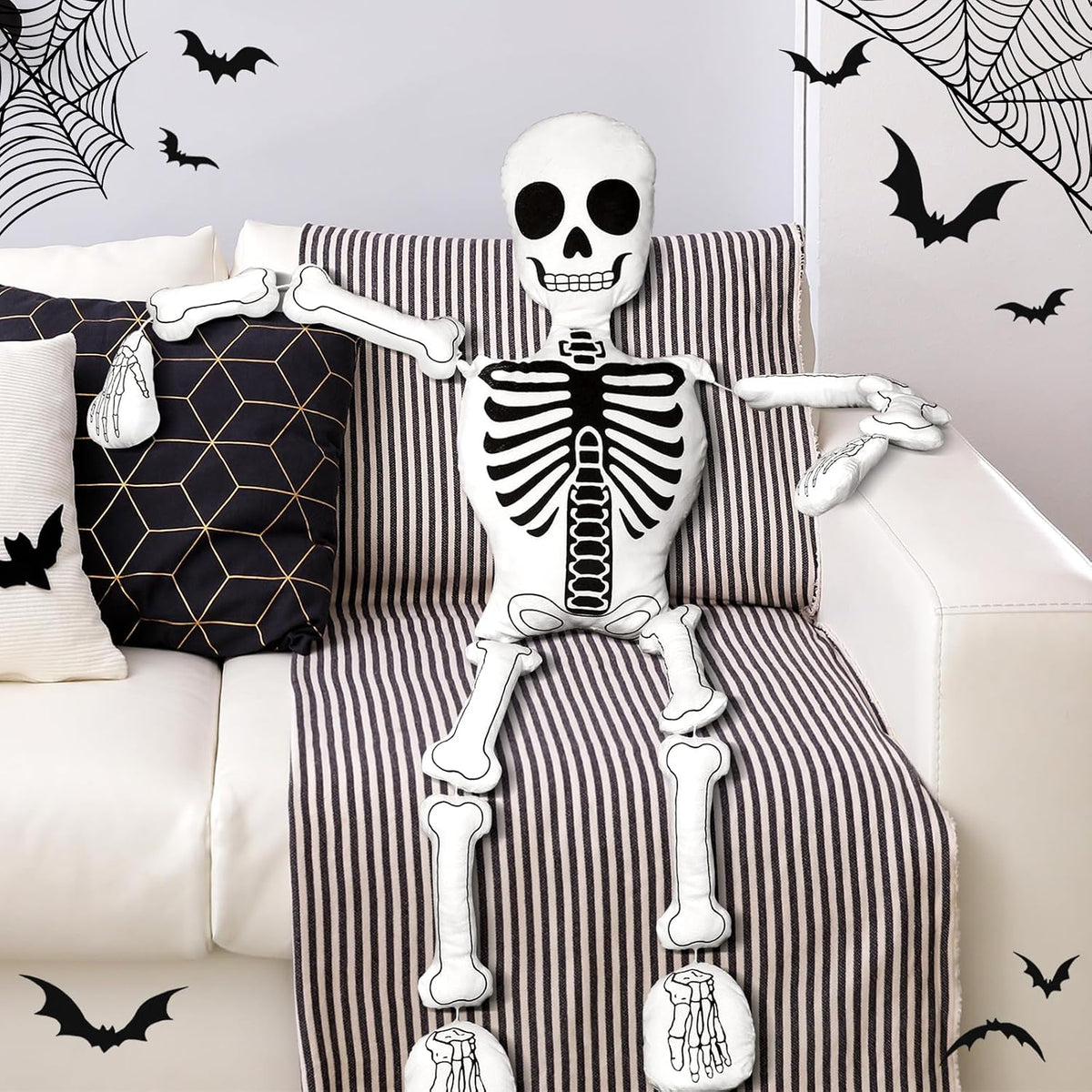 Wonderjune 41 Inch Halloween Skeleton Pillows Plush Stuffed Skull Pillow